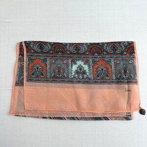 Honey Vintage Peach Silk Paisley Scarf 10 x 50 NWOT